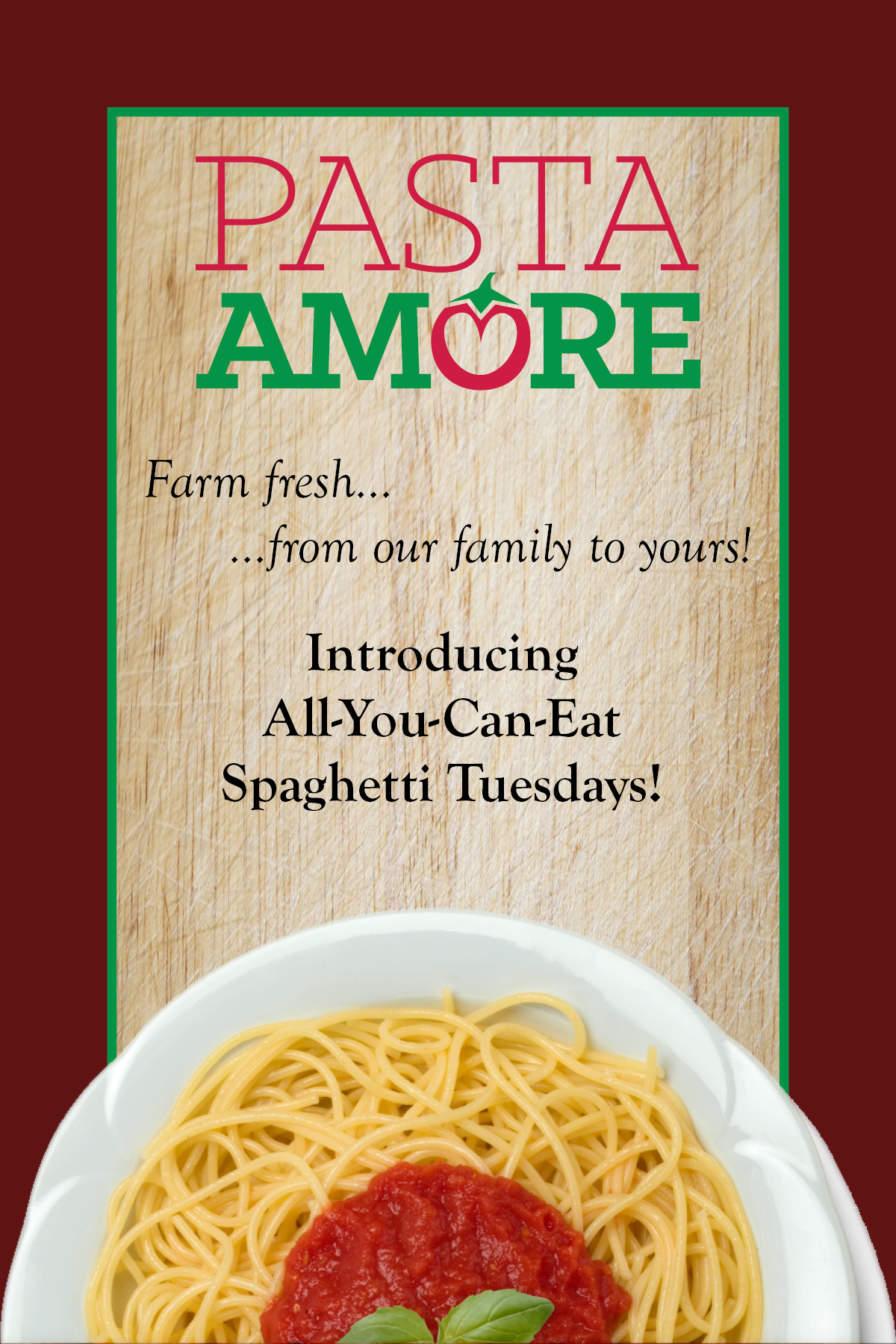 Pasta Amore Table Tent
